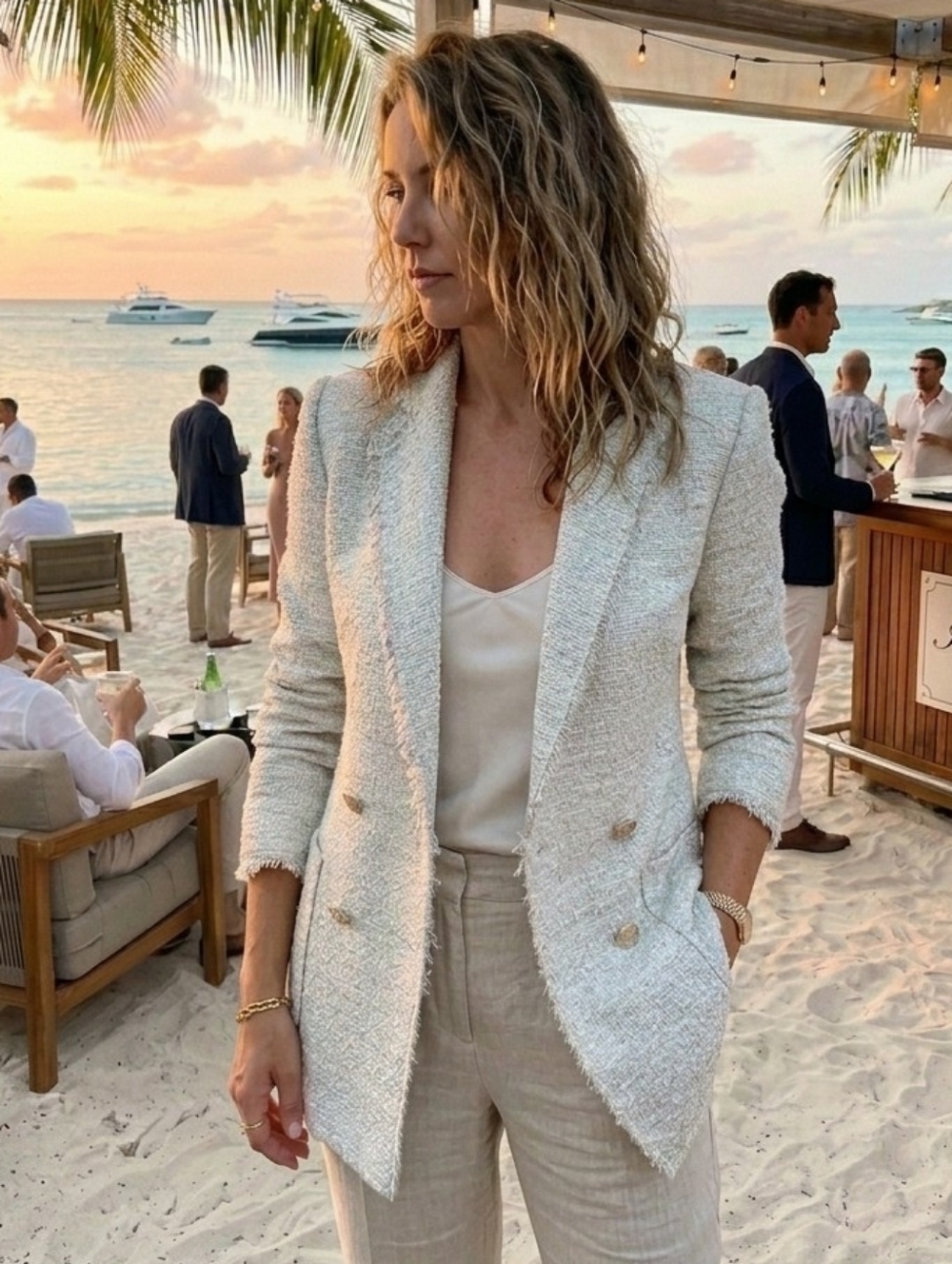 Imperial | Double Breasted Blazer with Frayed Edges